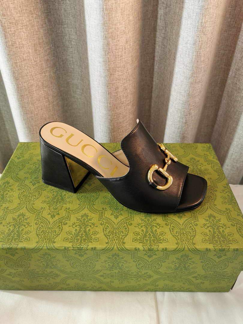 Gucci Women's 655412 Slide Sandal With Horsebit Black Leather