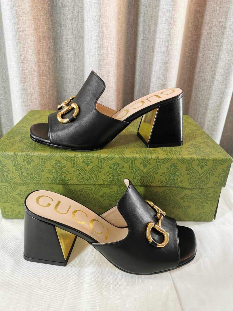 Gucci Women's 655412 Slide Sandal With Horsebit Black Leather