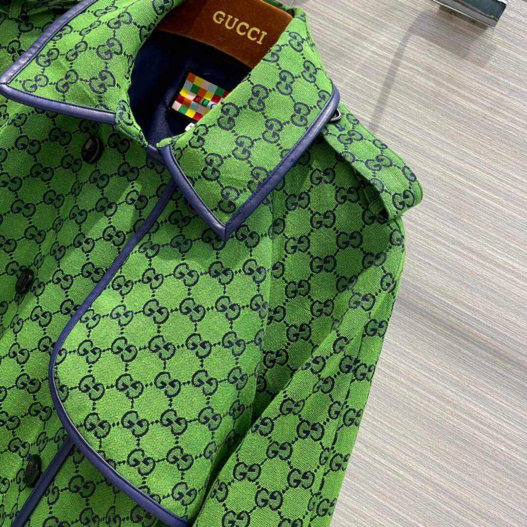 Gucci Women's Clothing GG nylon jacket Green 88005