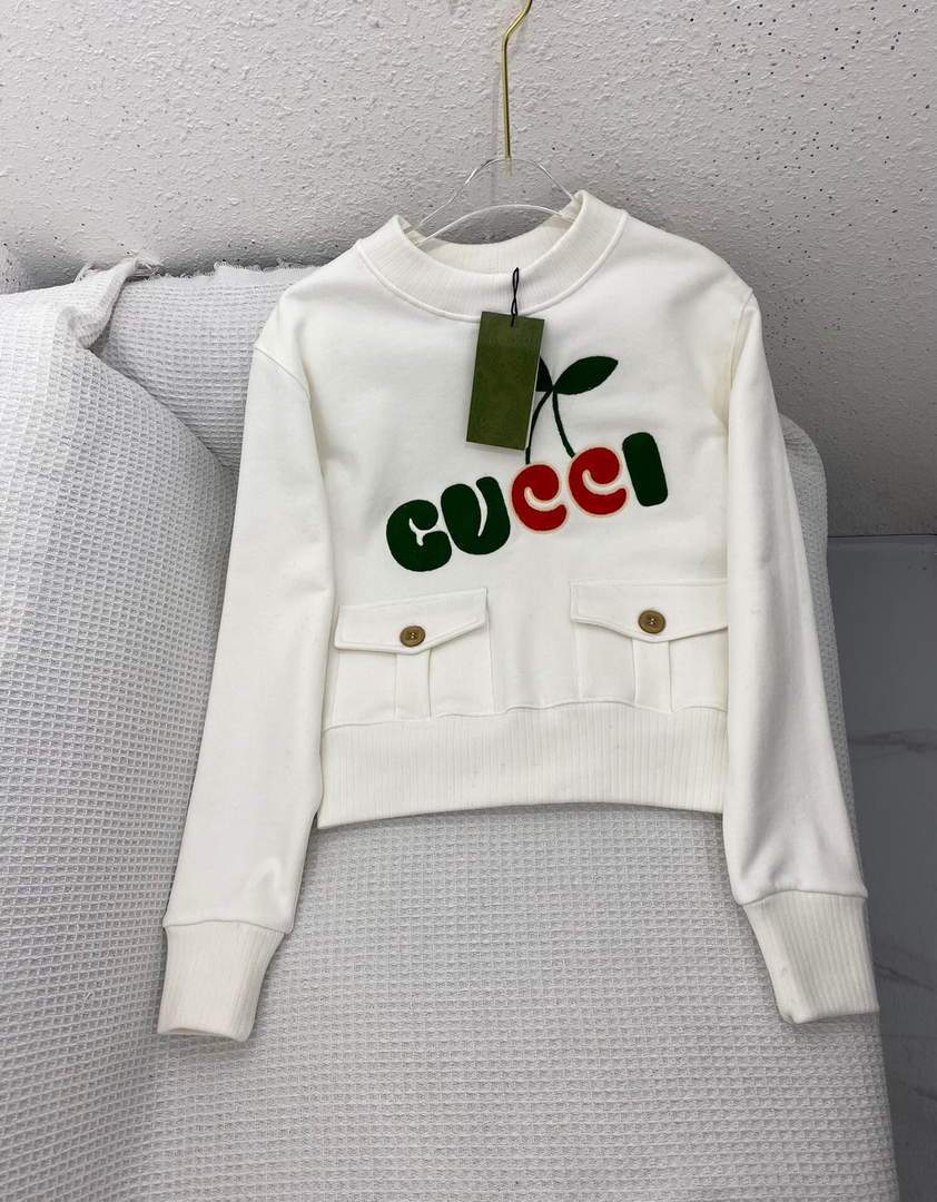 Gucci Women's Clothing Letter Embroidered Cherry Sweatshirt 38118