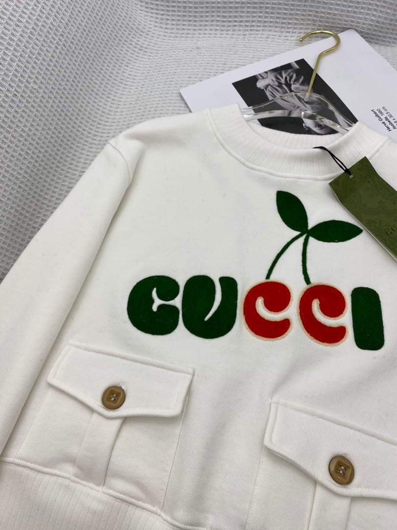Gucci Women's Clothing Letter Embroidered Cherry Sweatshirt 38118