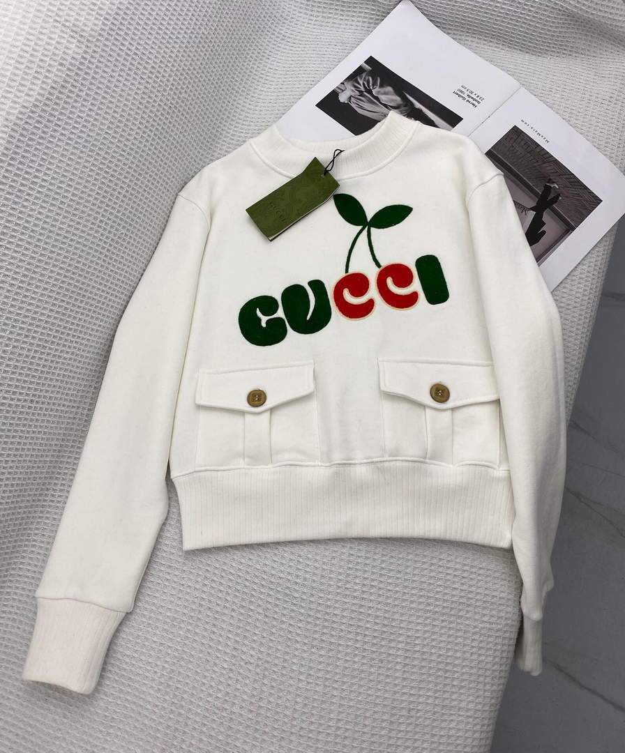 Gucci Women's Clothing Letter Embroidered Cherry Sweatshirt 38118