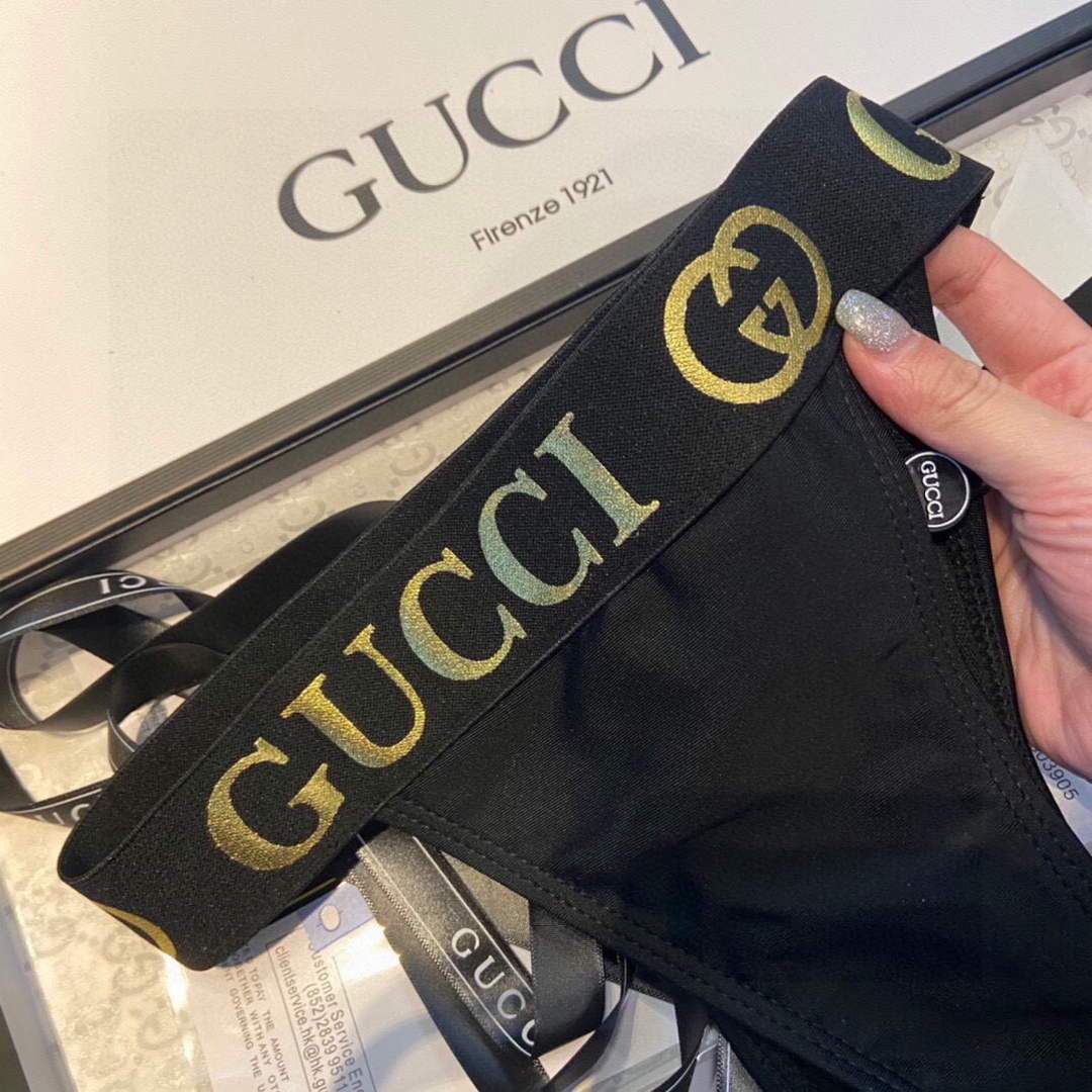 Gucci Women's Gucci Gucci New Black Sexy Bikini 2021 Solid Swimwear 2-piece 670082 - luxibagsmall
