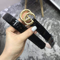 Gucci Women's Leather Belt with Double G Buckle 25MM 19009 - luxibagsmall