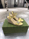 Gucci Women's Leather platform espadrille GG Sandals G18745