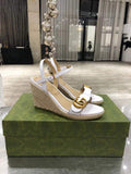 Gucci Women's Leather platform espadrille GG Sandals G18750