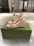 Gucci Women's Leather platform espadrille GG Sandals G18753