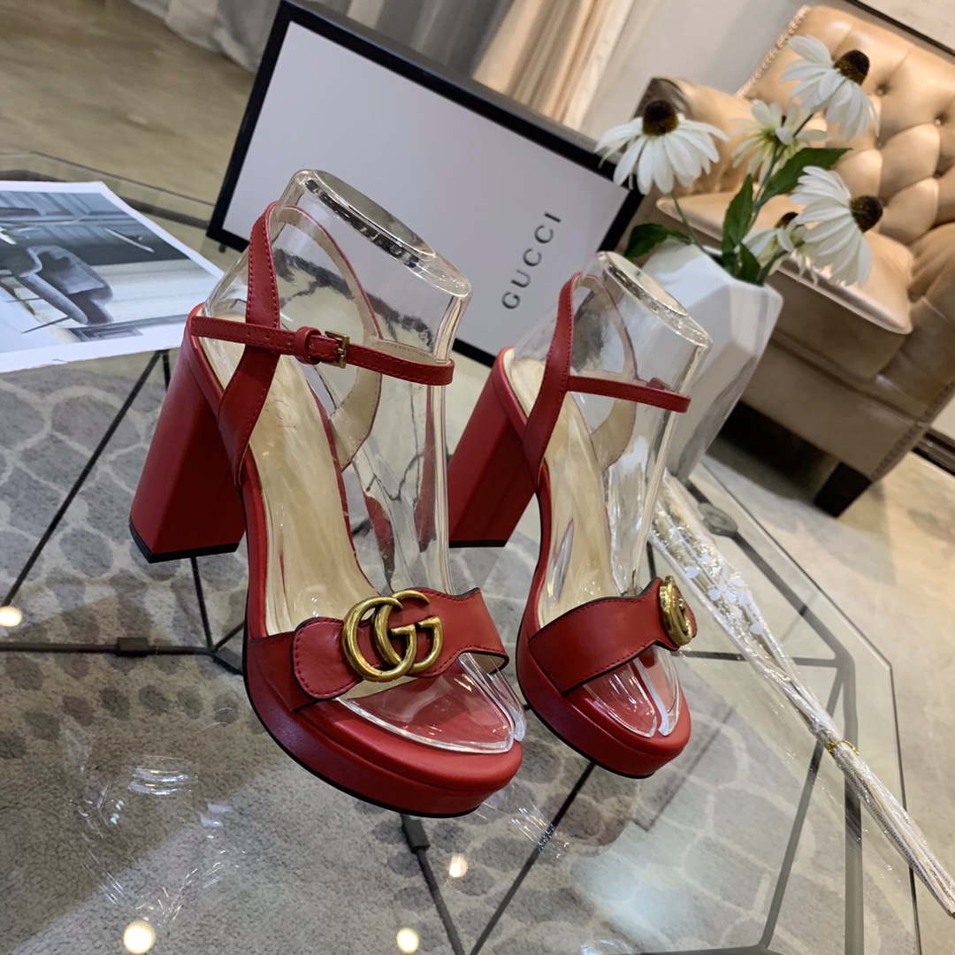 Gucci Women's Leather platform espadrille GG Sandals G18998 - Euro 35=US 4 - View 1
