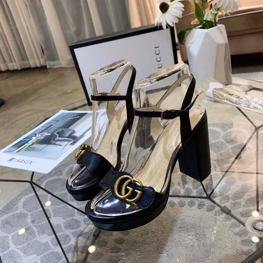 Gucci Women's Leather platform espadrille GG Sandals G19000