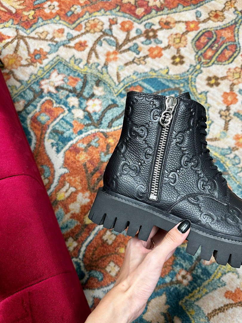 Gucci Women's Men's Fashion Shoes Lace-up Boots G77344