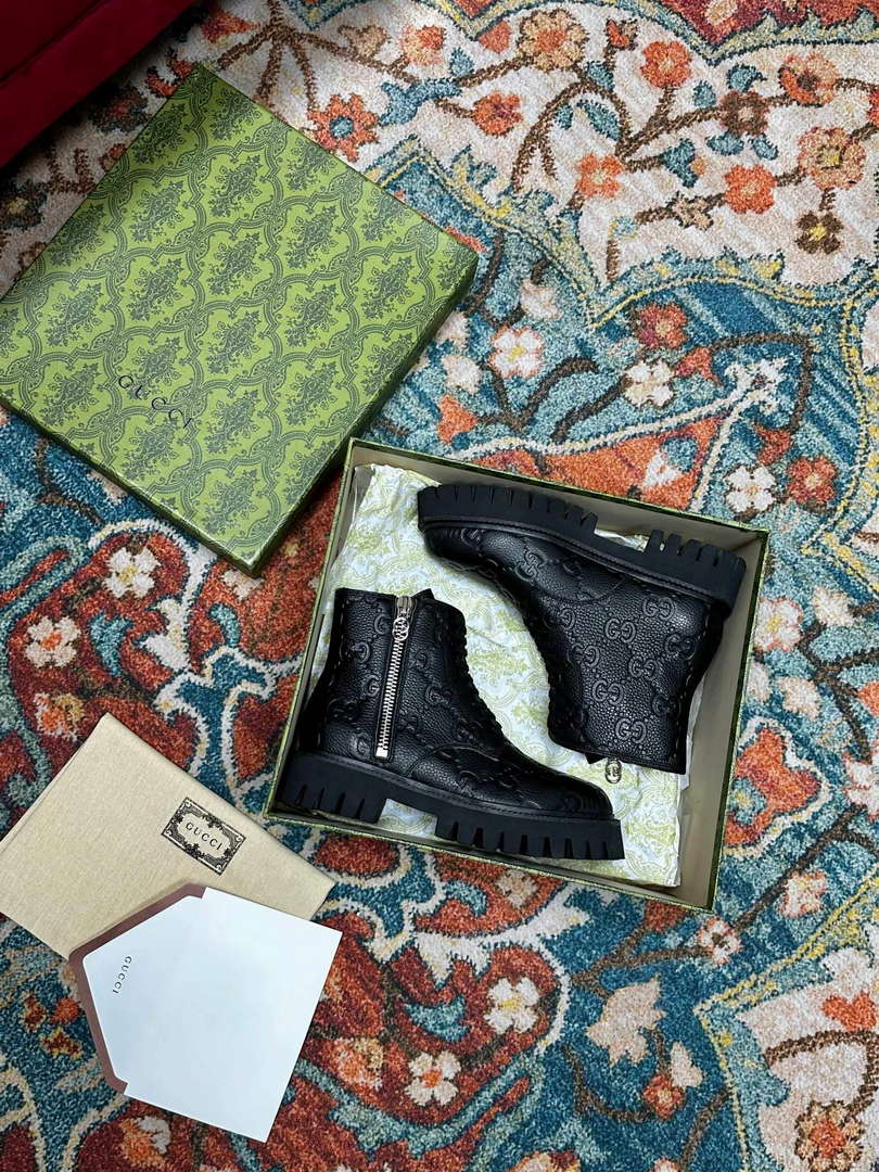 Gucci Women's Men's Fashion Shoes Lace-up Boots G77344
