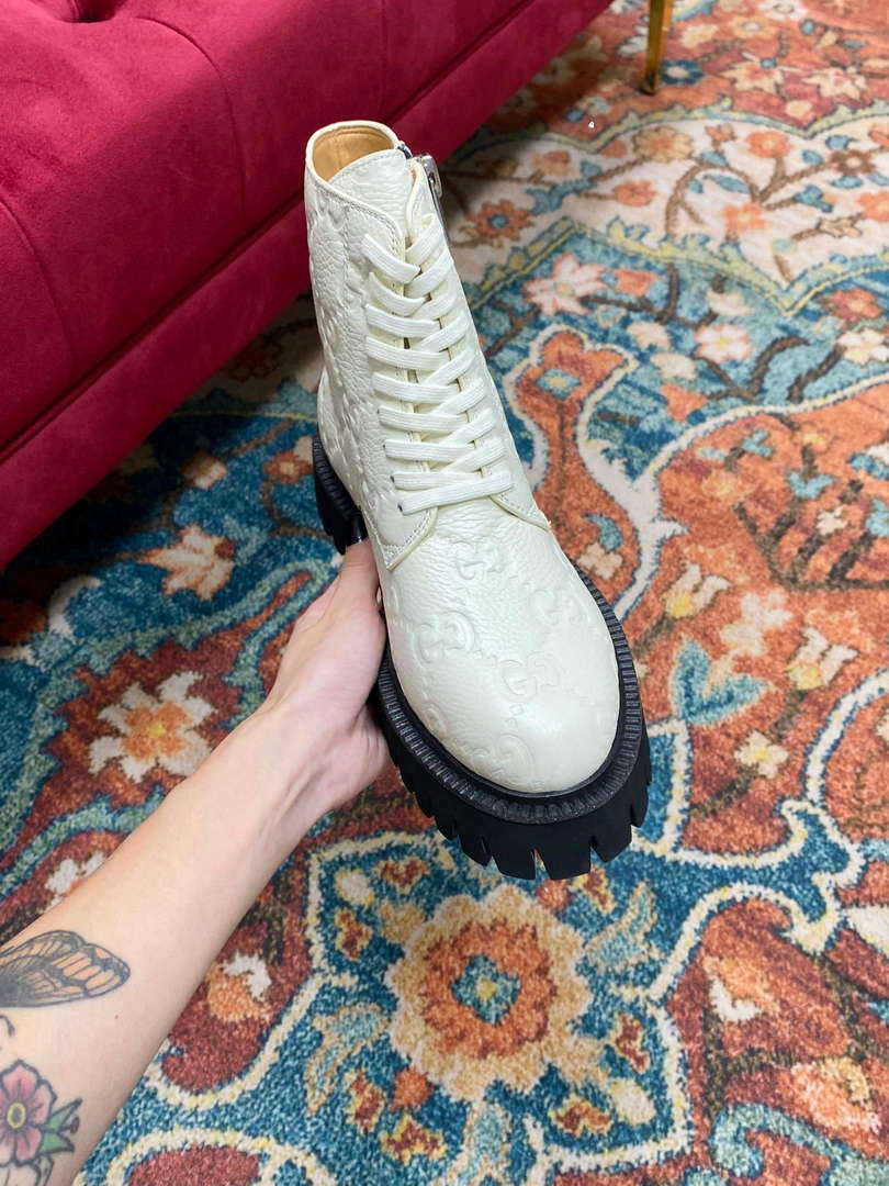 Gucci Women's Men's Fashion Shoes Lace-up Boots G77345