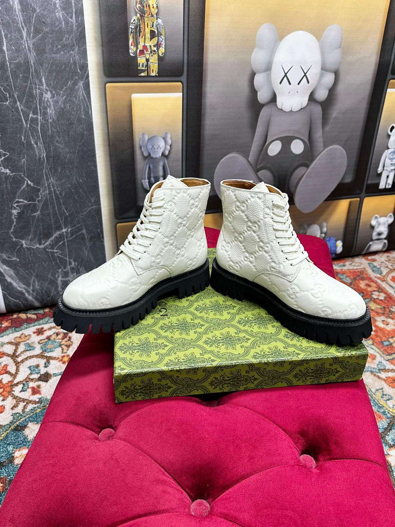 Gucci Women's Men's Fashion Shoes Lace-up Boots G77345