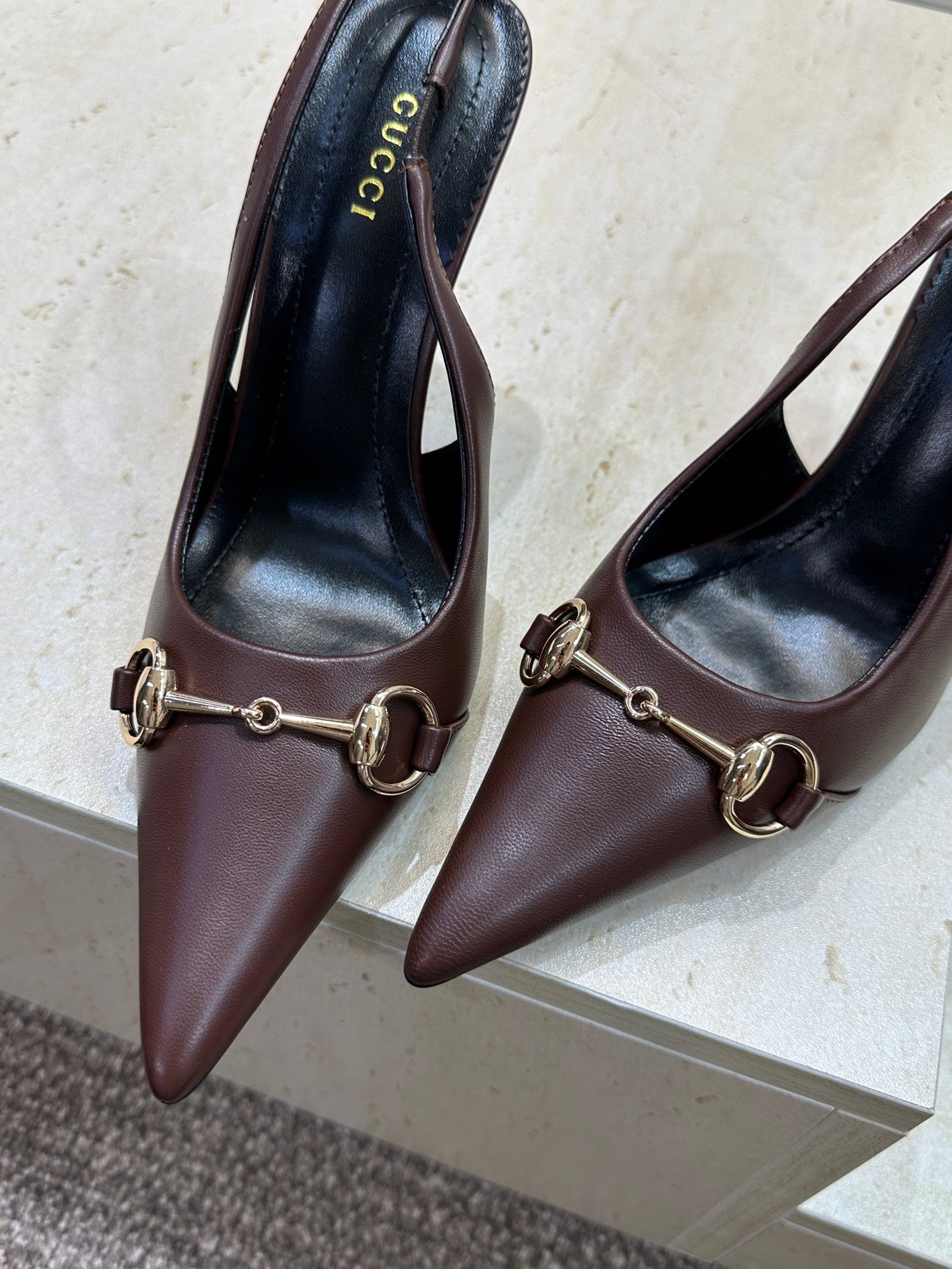 Gucci Women's Pointed-toe Slingback High Heels Shoes 9.5cm G86236 - Euro 35=US 4 - View 7