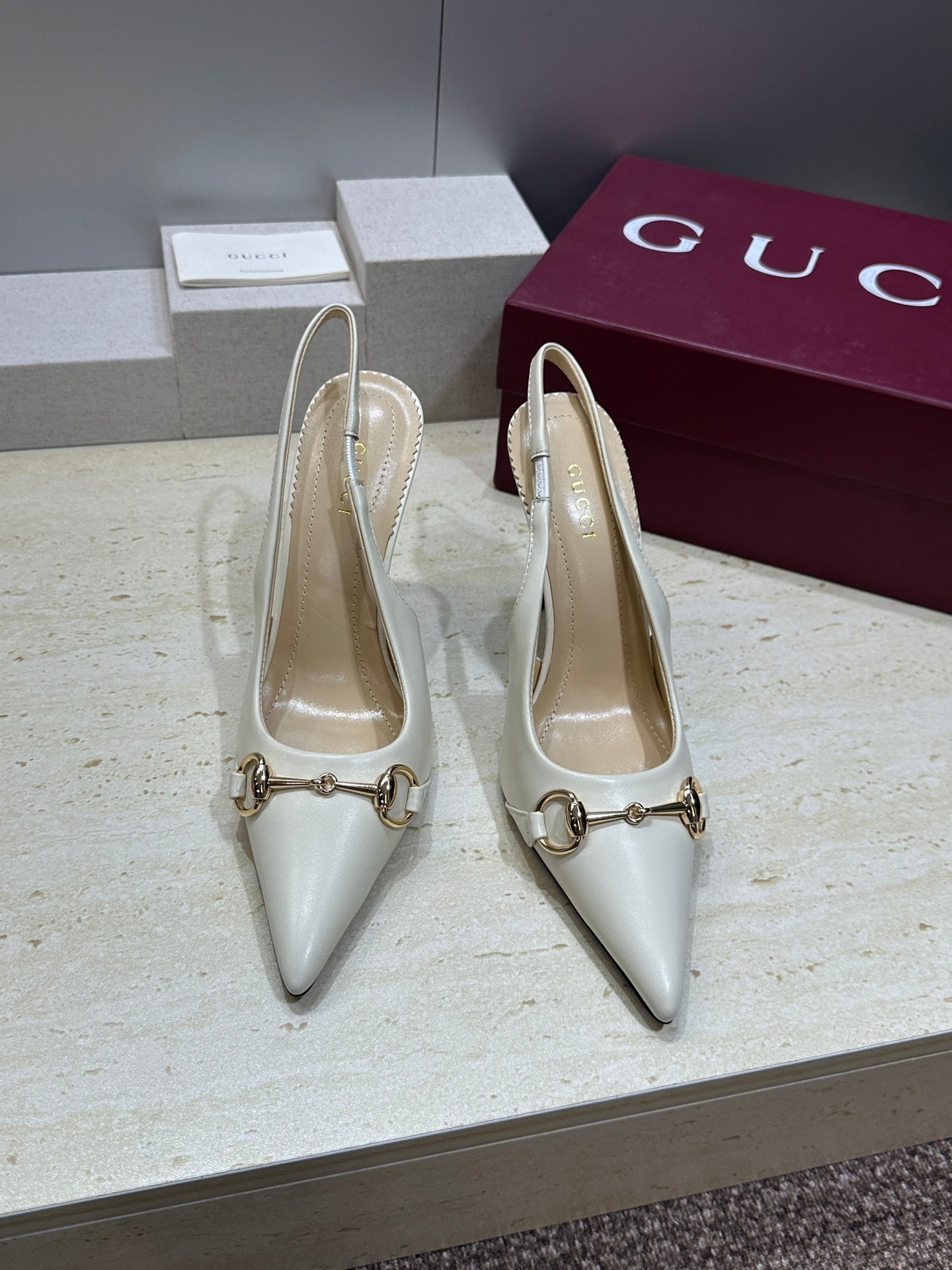 Gucci Women's Pointed-toe Slingback High Heels Shoes 9.5cm G86237 - Euro 35=US 4 - View 9