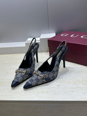 Gucci Women's Pointed-toe Slingback High Heels Shoes 9.5cm G86238 - Euro 35=US 4 - View 1