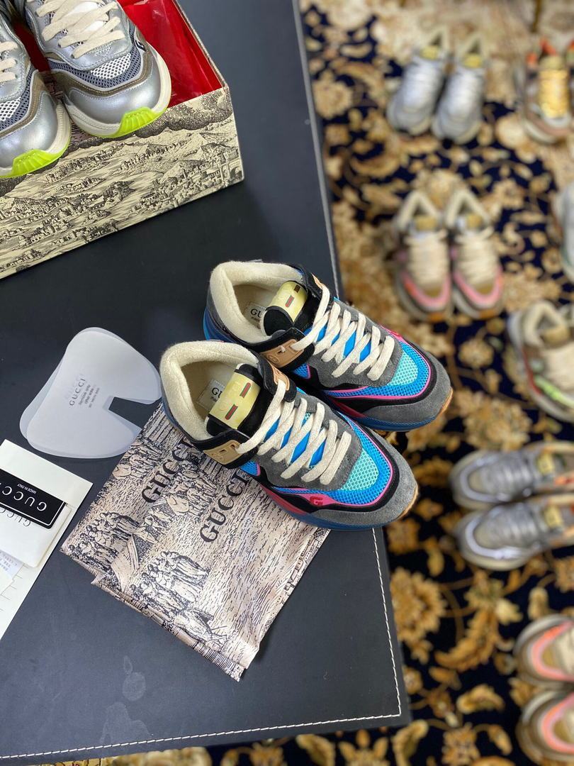 Gucci Women¡¯s Ultrapace R Leather Sneaker 81115 Blue and Black - luxibagsmall