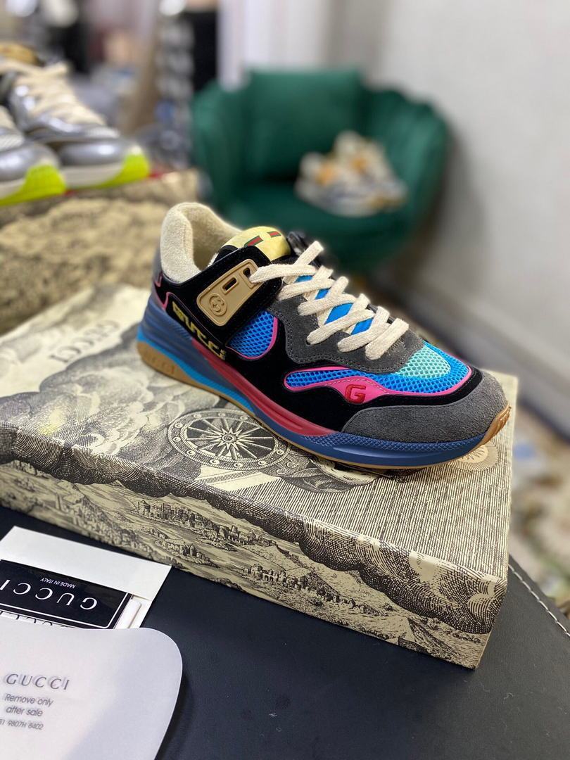 Gucci Women¡¯s Ultrapace R Leather Sneaker 81115 Blue and Black - luxibagsmall