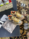 Gucci Women¡¯s Ultrapace R Leather Sneaker 81115 Gold and Wine - luxibagsmall