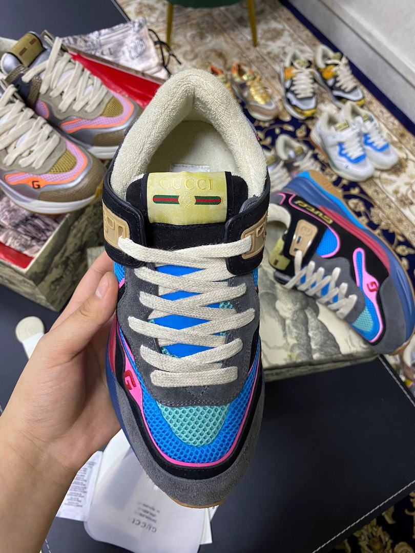 Gucci Women¡¯s Ultrapace R Leather Sneaker 81115 Blue and Black - luxibagsmall