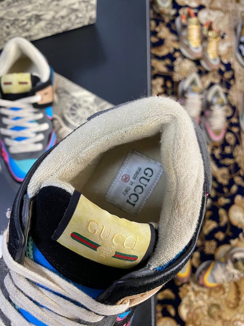 Gucci Women¡¯s Ultrapace R Leather Sneaker 81115 Blue and Black - luxibagsmall