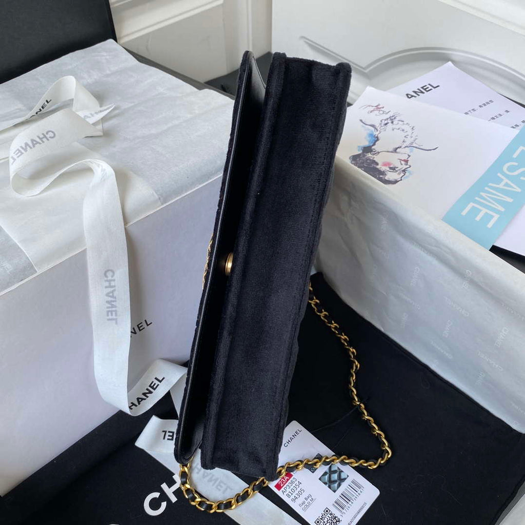 Chanel AP3363 Flap Baguette Bag Velvet Black