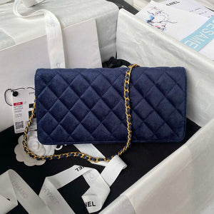 Chanel AP3363 Flap Baguette Bag Velvet Navy Blue - Default Title - View 2