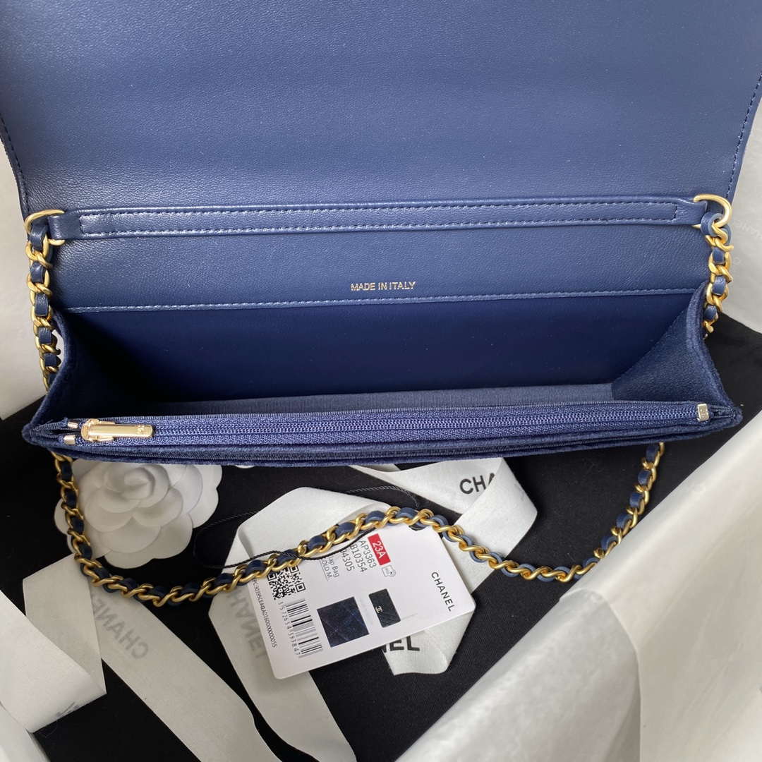 Chanel AP3363 Flap Baguette Bag Velvet Navy Blue - Default Title - View 7