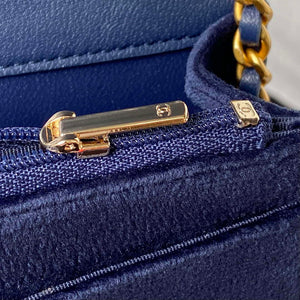 Chanel AP3363 Flap Baguette Bag Velvet Navy Blue - Default Title - View 9