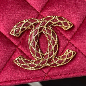 Chanel AP3363 Flap Baguette Bag Velvet Wine Red - Default Title - View 3