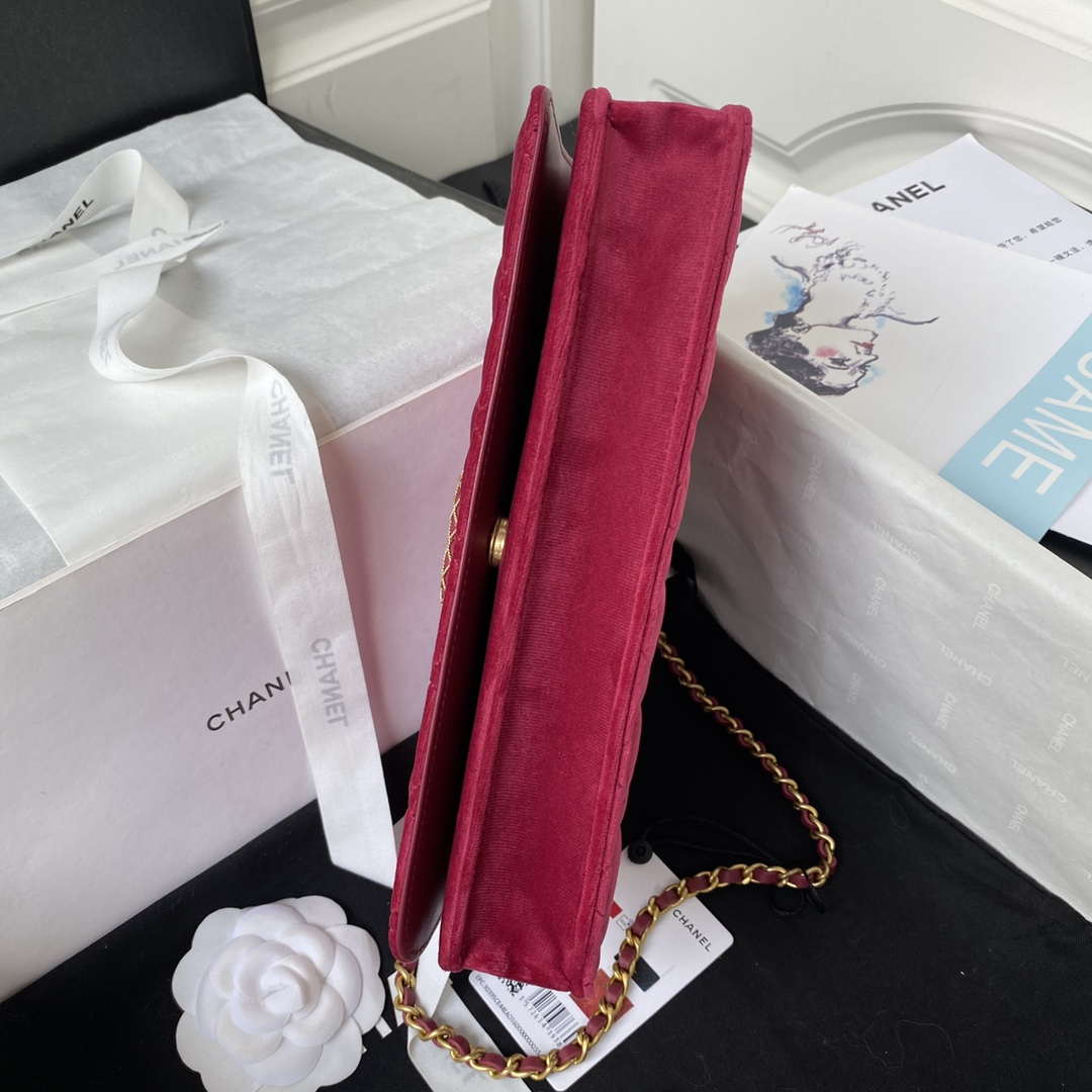 Chanel AP3363 Flap Baguette Bag Velvet Wine Red - Default Title - View 6