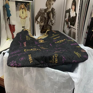 Chanel  Maxi Hobo Bag AS3156 Printed denim gold-tone metal Black - Default Title - View 3