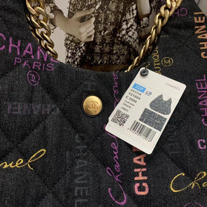 Chanel  Maxi Hobo Bag AS3156 Printed denim gold-tone metal Black - Default Title - View 5