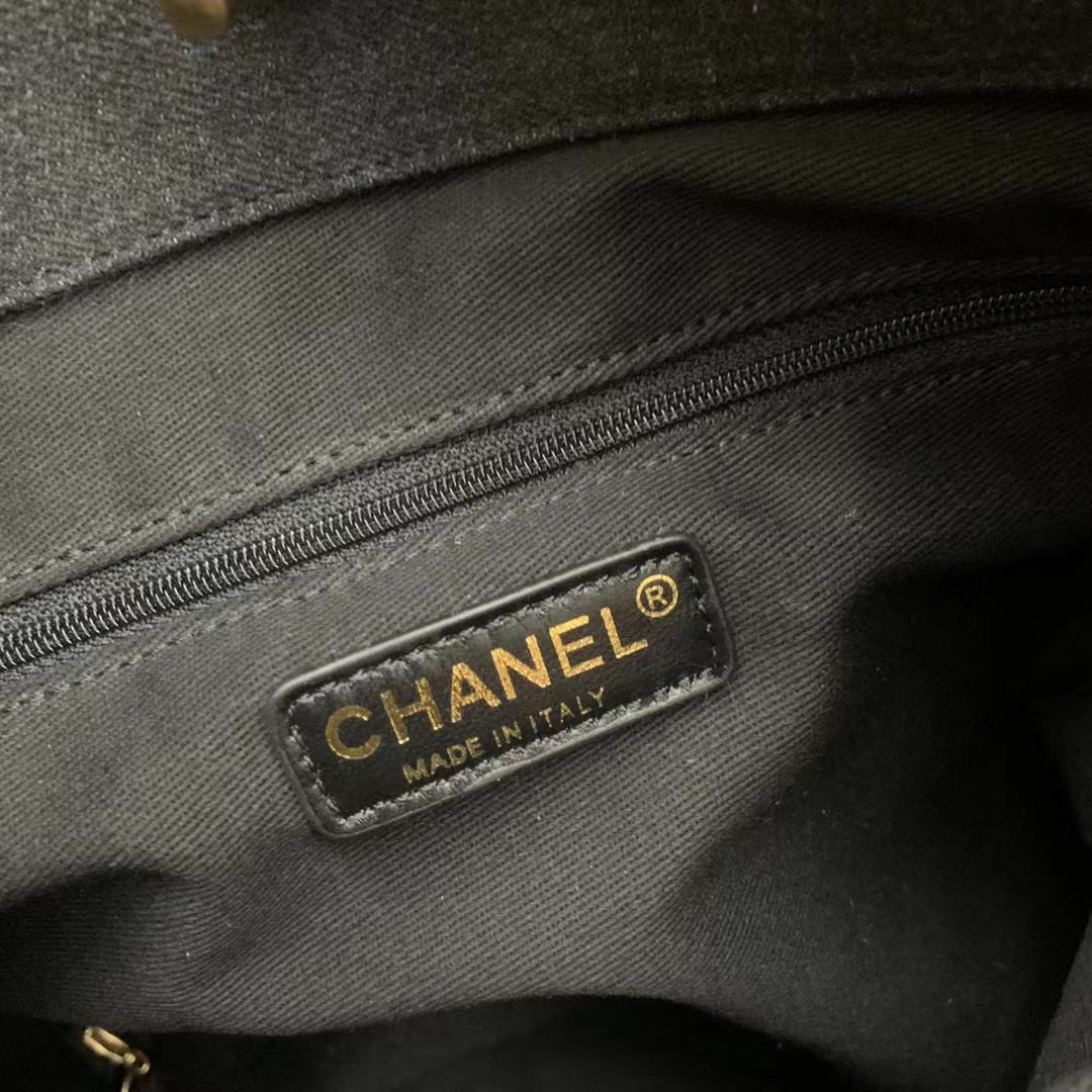 Chanel  Maxi Hobo Bag AS3156 Printed denim gold-tone metal Black - Default Title - View 7