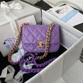 Chanel Mini Flap Bag Lambskin Gold-Tone Metal AS3205 Purple - Default Title - View 1