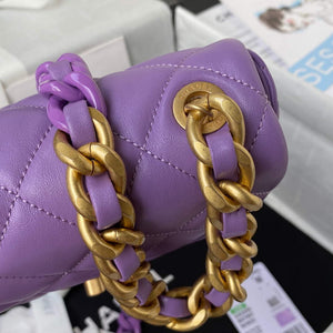 Chanel Mini Flap Bag Lambskin Gold-Tone Metal AS3205 Purple - Default Title - View 4