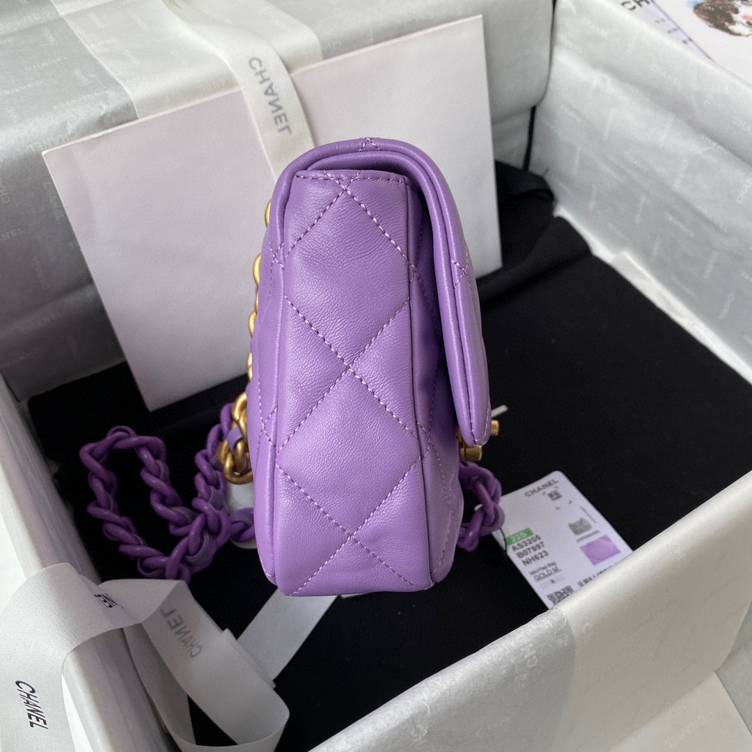 Chanel Mini Flap Bag Lambskin Gold-Tone Metal AS3205 Purple - Default Title - View 5