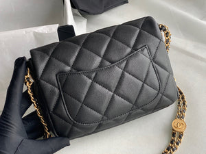 Chanel Small Flap Bag Shiny Calfskin Gold-Tone Metal AS3369 Black - Default Title - View 4