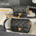 Chanel Small Flap Bag Shiny Calfskin Gold-Tone Metal AS3369 Black - Default Title - View 1