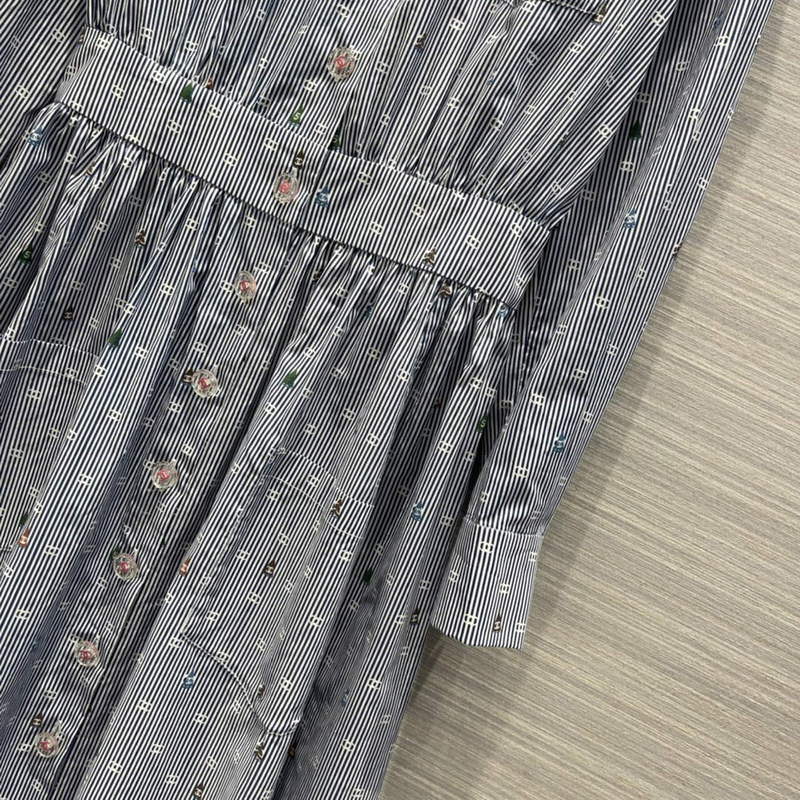 Chanel P73610 Women's Fashion Clothing Striped Dress C58709