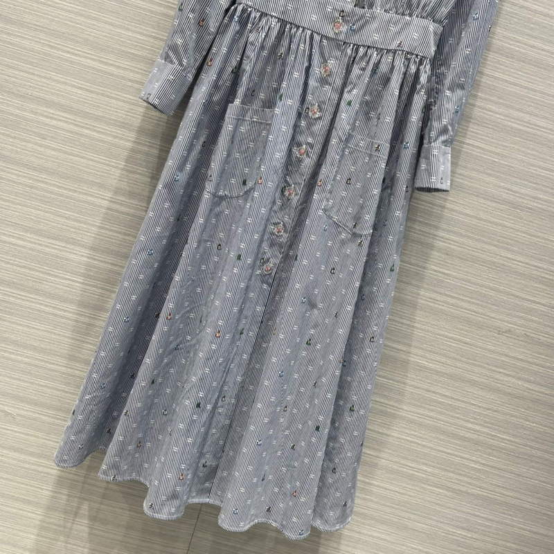 Chanel P73610 Women's Fashion Clothing Striped Dress C58709