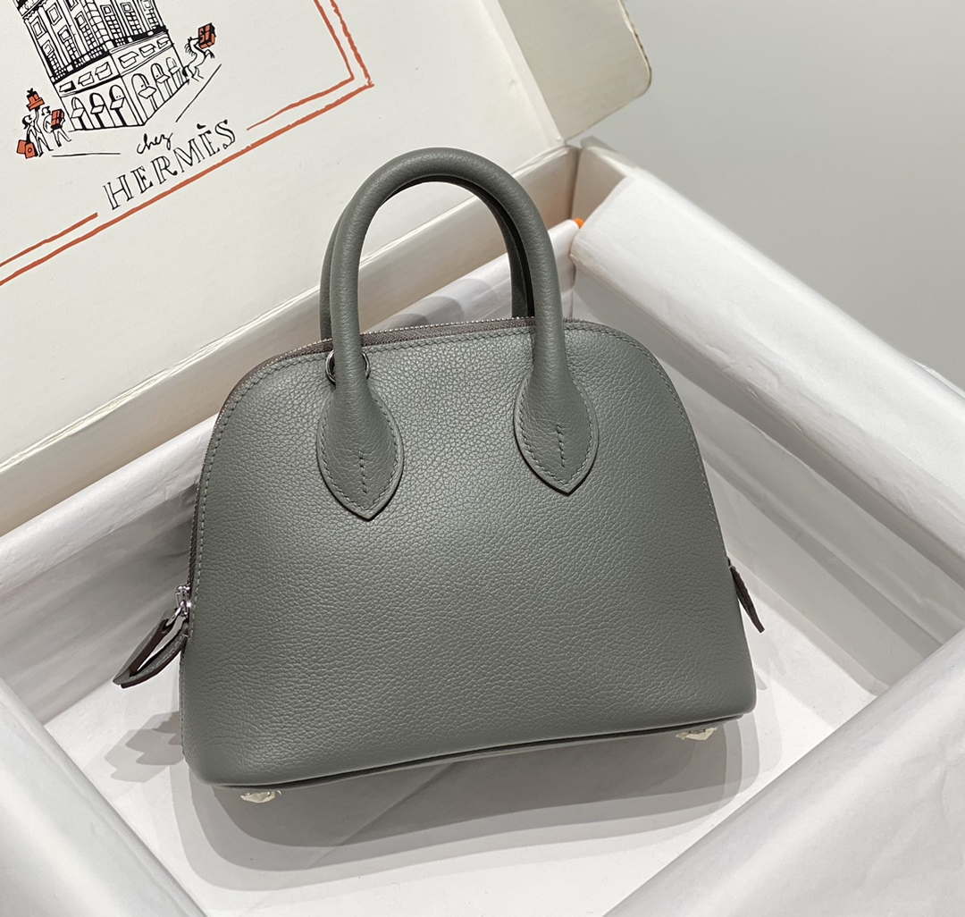 Hermes 316419 Bolide 1923 Mini Leather Bag Elephant Gray H900966 - Default Title - View 1