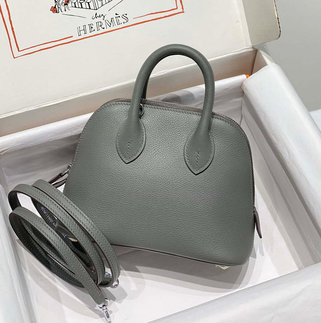 Hermes 316419 Bolide 1923 Mini Leather Bag Elephant Gray H900966