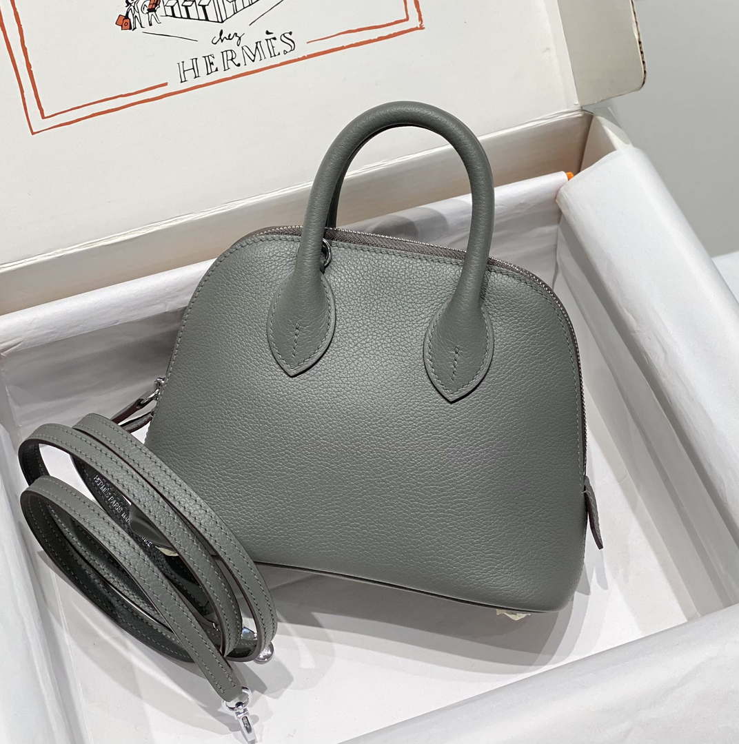Hermes 316419 Bolide 1923 Mini Leather Bag Elephant Gray H900966