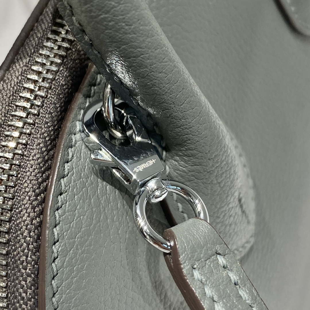 Hermes 316419 Bolide 1923 Mini Leather Bag Elephant Gray H900966 - Default Title - View 5