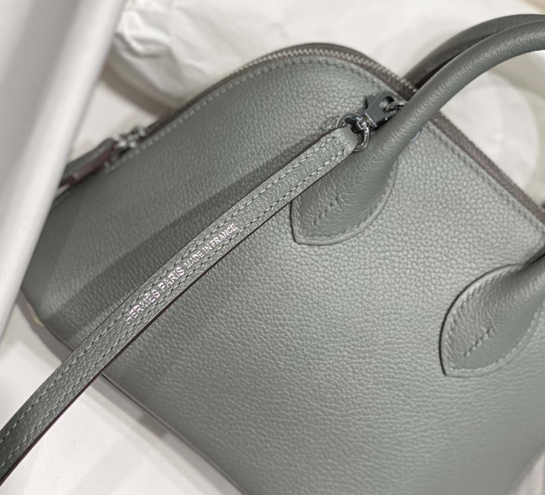 Hermes 316419 Bolide 1923 Mini Leather Bag Elephant Gray H900966
