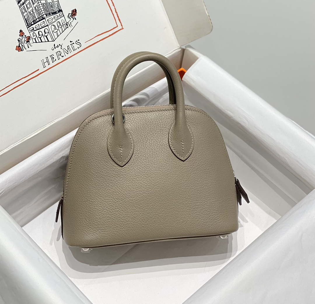 Hermes 316419 Bolide 1923 Mini Leather Bag Gray H900965 - Default Title - View 1
