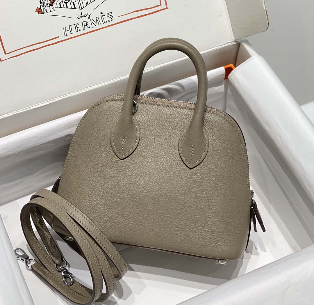 Hermes 316419 Bolide 1923 Mini Leather Bag Gray H900965