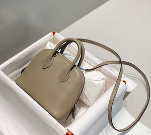 Hermes 316419 Bolide 1923 Mini Leather Bag Gray H900965 - Default Title - View 4