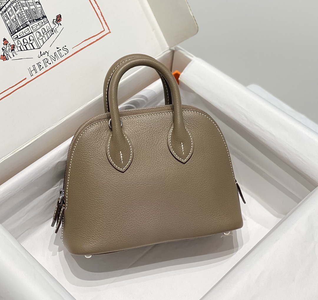 Hermes 316419 Bolide 1923 Mini Leather Bag H900974 - Sliver - View 1